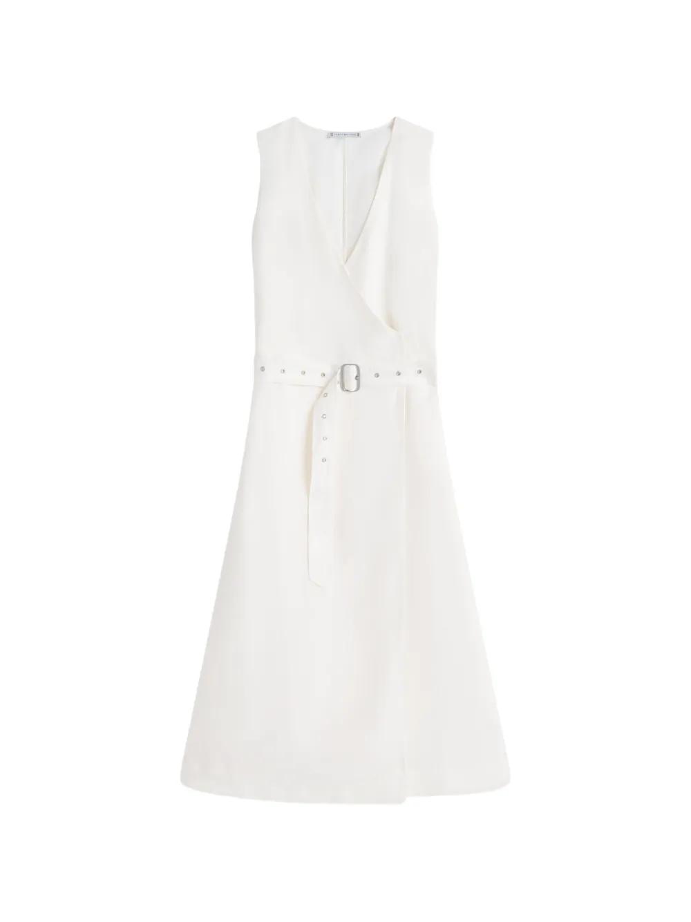 strapless open back dress Plus Size double Ruffled Sleeves Pleated Flare Midi Dresses Made In USA main image 0