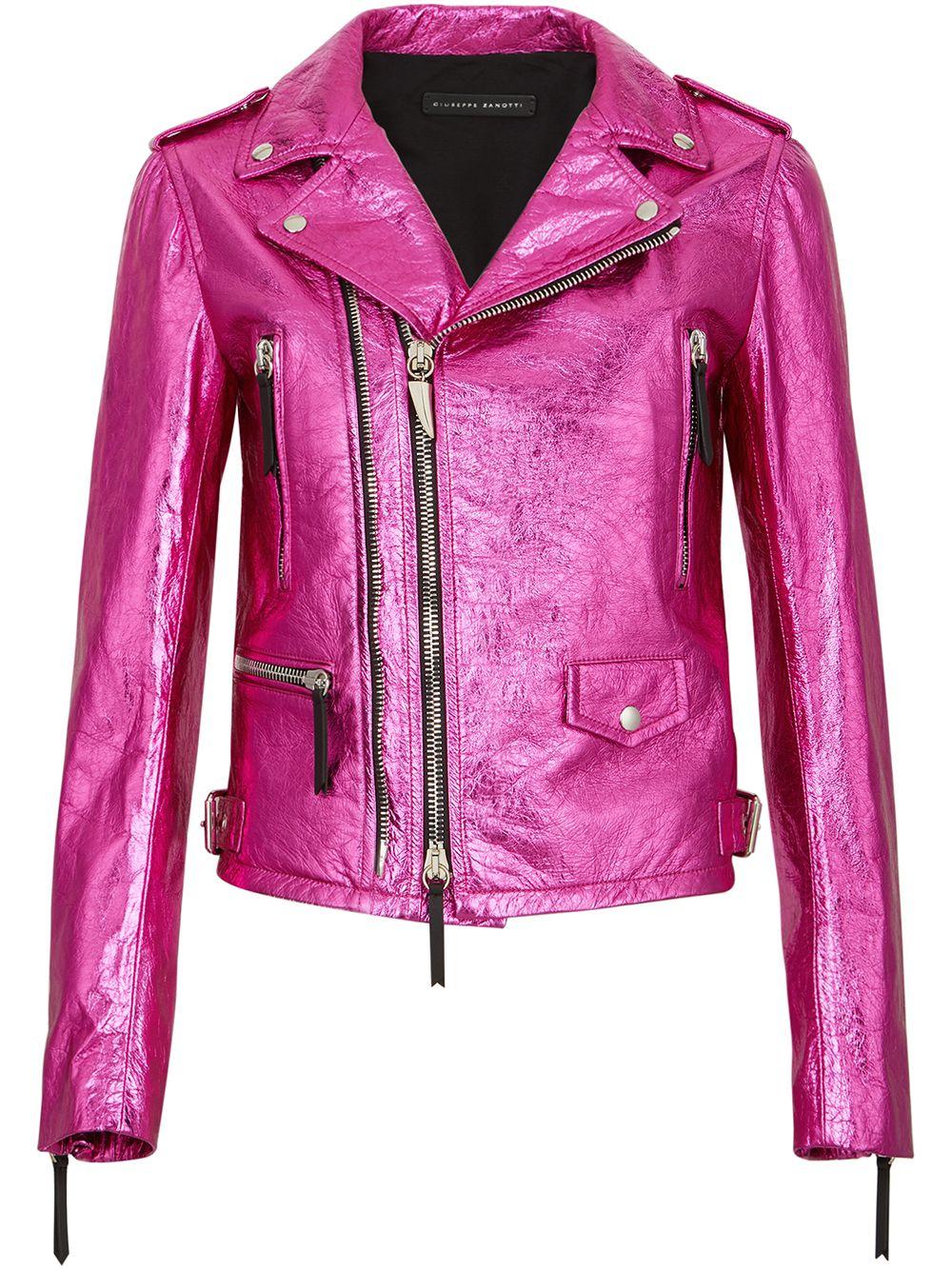 Giuseppe Zanotti Metallic Biker Jacket in Pink | Lyst
