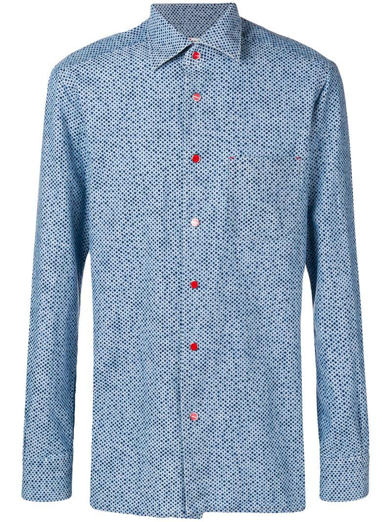 Kiton Polka Dots Button Down Shirt in Blue for Men Lyst