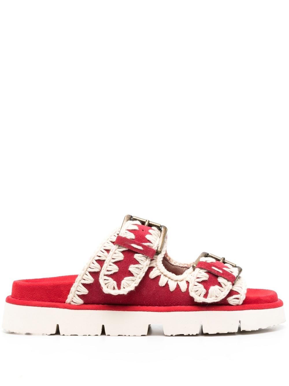 Mou Bio Buckle Sandals in Red | Lyst