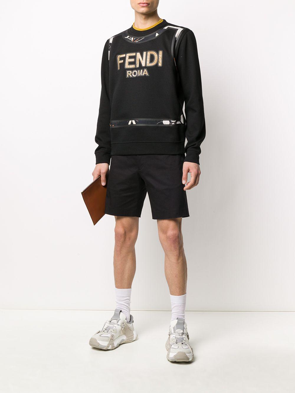 Fendi Synthetic Logo Print Sweatshirt in Black for Men - Lyst