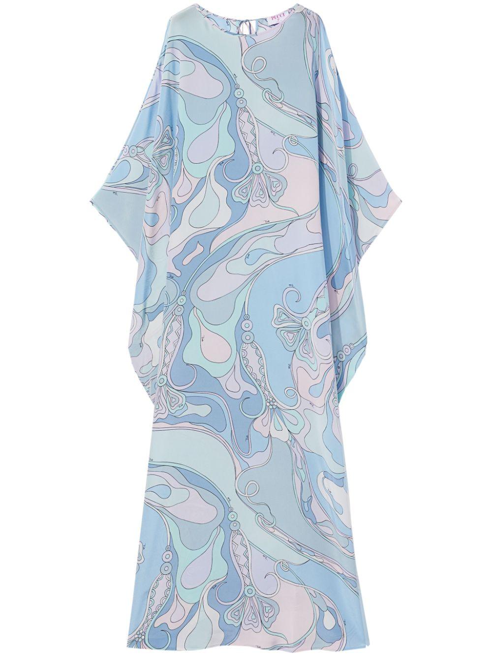 【極美品】EMILIO PUCCI シルク100%ワンピース ブルー 36 S 極美品】EMILIO PUCCI シルク100%ワンピース ブルー 36 S レディース