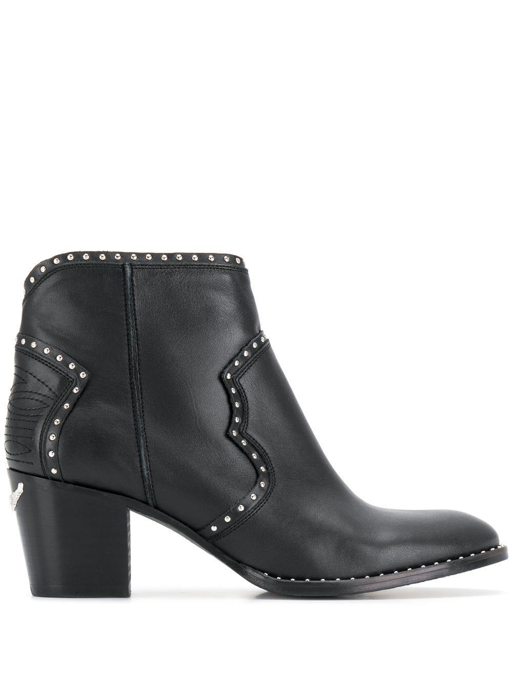 Zadig & Voltaire Leather Molly Studded Boots in Black | Lyst