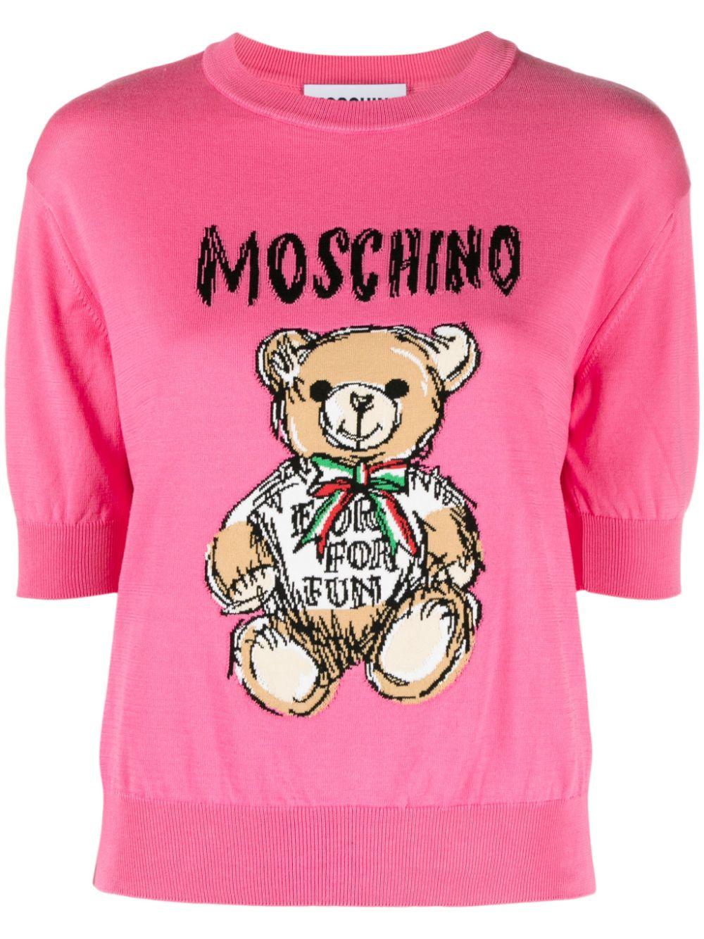 Moschino Teddy Bear intarsia Cropped Jumper in Pink Lyst
