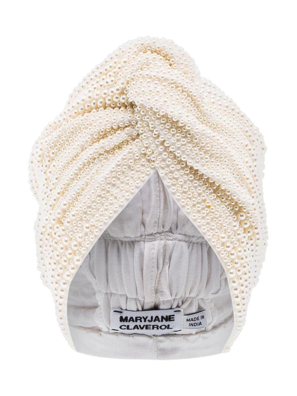 MaryJane Claverol Faux-pearl Beaded Head-wrap Cap in White | Lyst