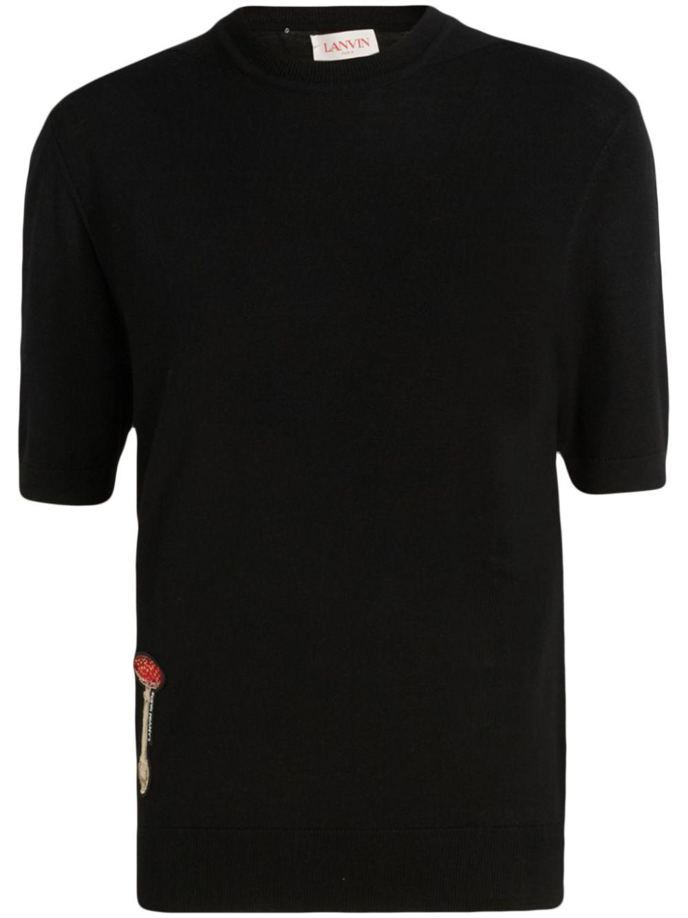 Lanvin レディース ブラック グラフィック Tシャツ トップス