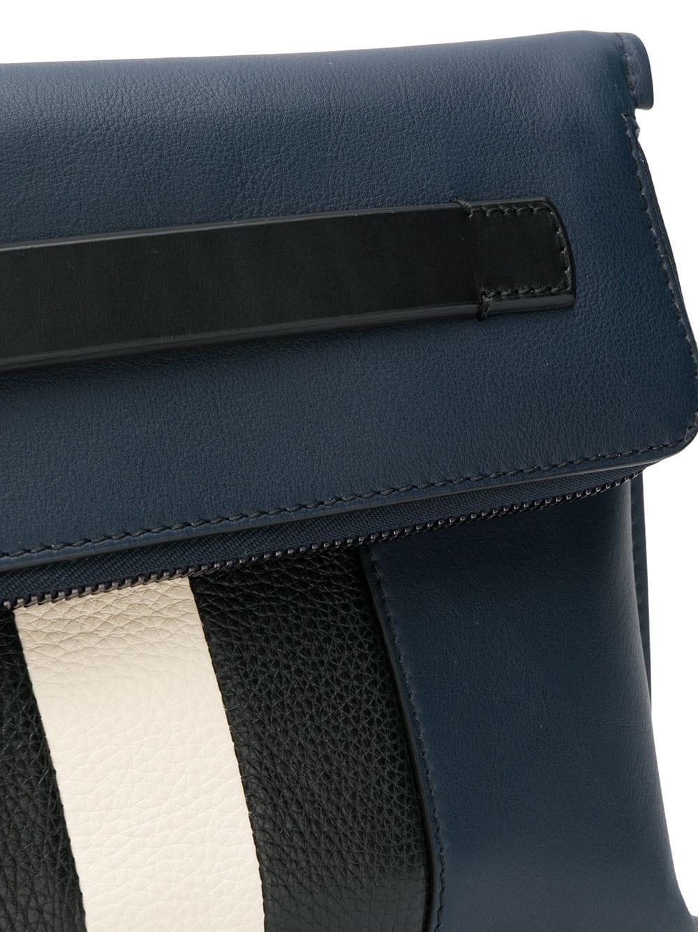 Bally Leather Striped Clutch Bag in Blue for Men - Lyst