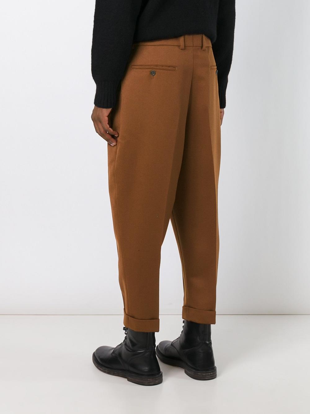 Ami Paris Oversized Carrot Fit Trousers in Brown for Men