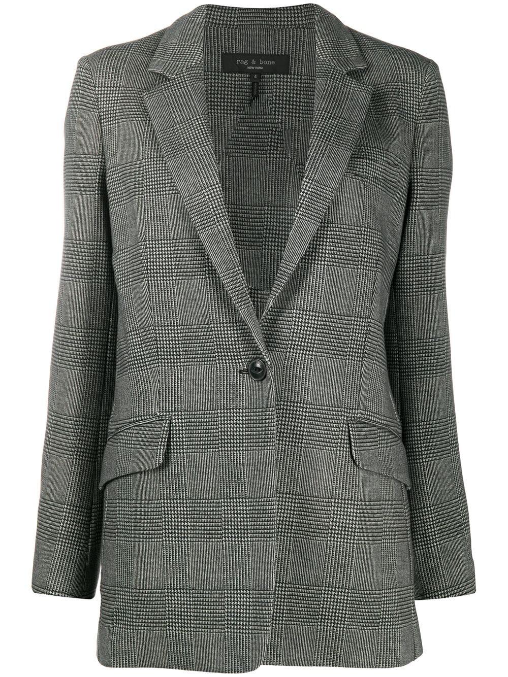 grey check blazer womens