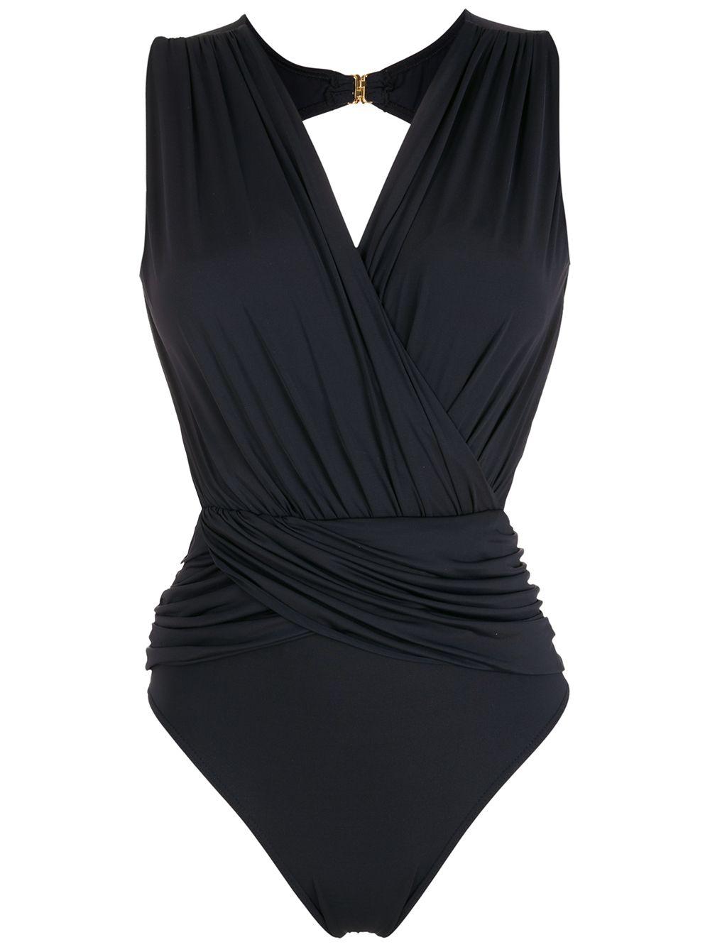 Brigitte Bardot Panelled Wrap One-piece Swimsuit in Blue | Lyst