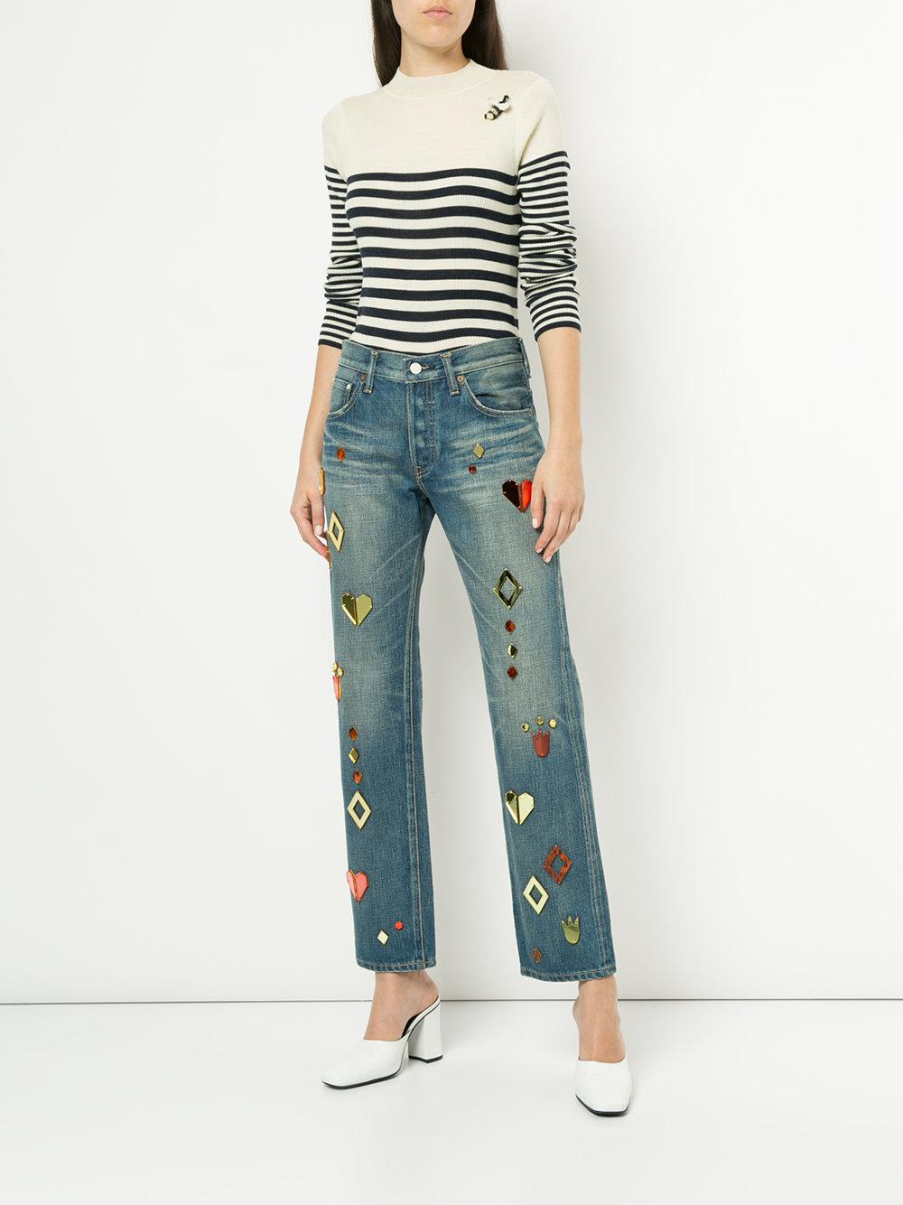 Tu Es Mon Tresor Denim Mirror Motif Jeans in Blue - Lyst