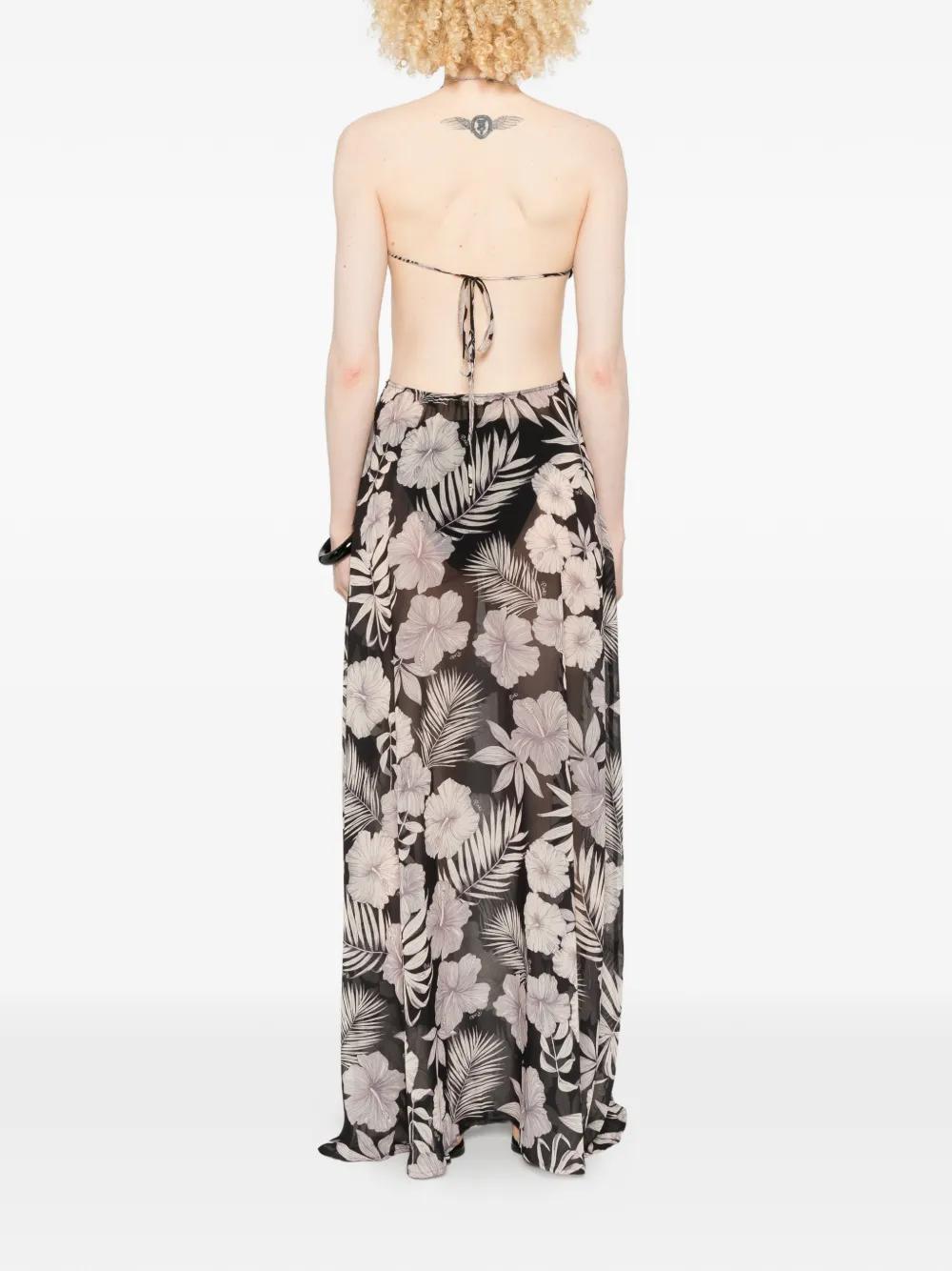 open lace back dress Long Iris Print Dress main image 1