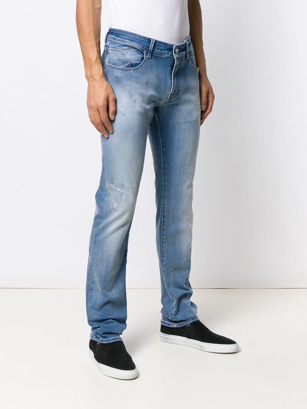 Karl Lagerfeld Denim Ripped Slim Jeans in Blue for Men - Lyst