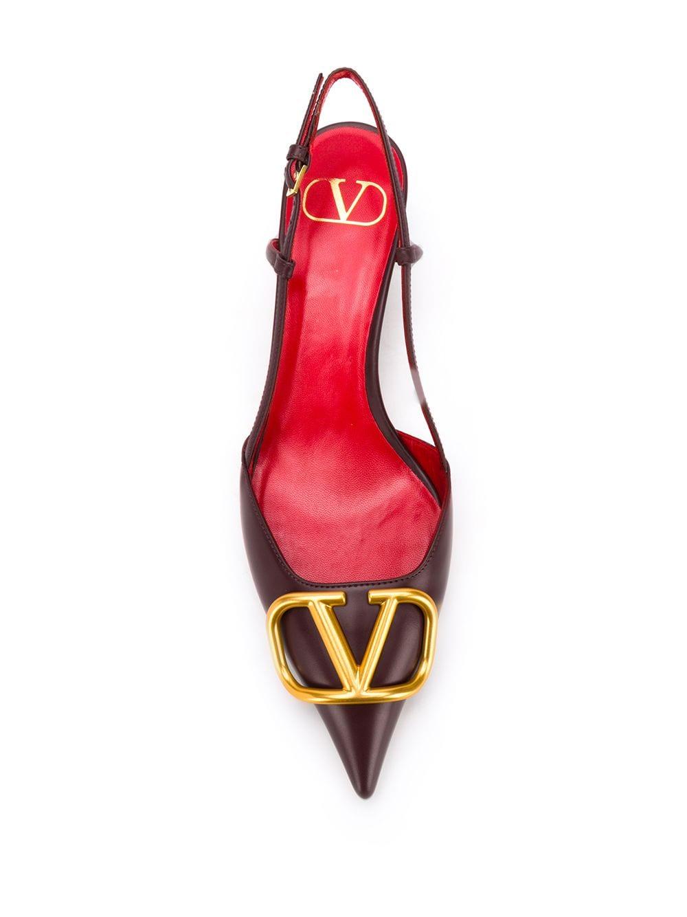 Valentino Garavani Leather Vlogo Slingback Pumps in Brown - Lyst