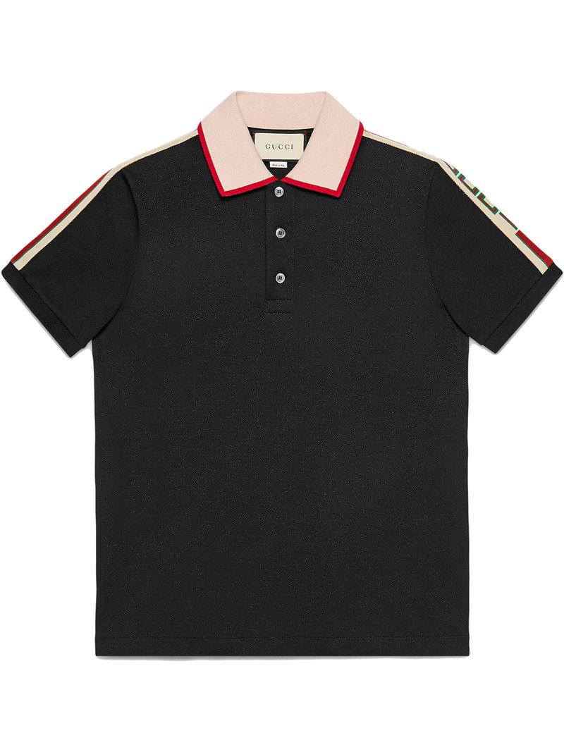 Lyst - Gucci Black Stripe Polo Shirt in Black for Men