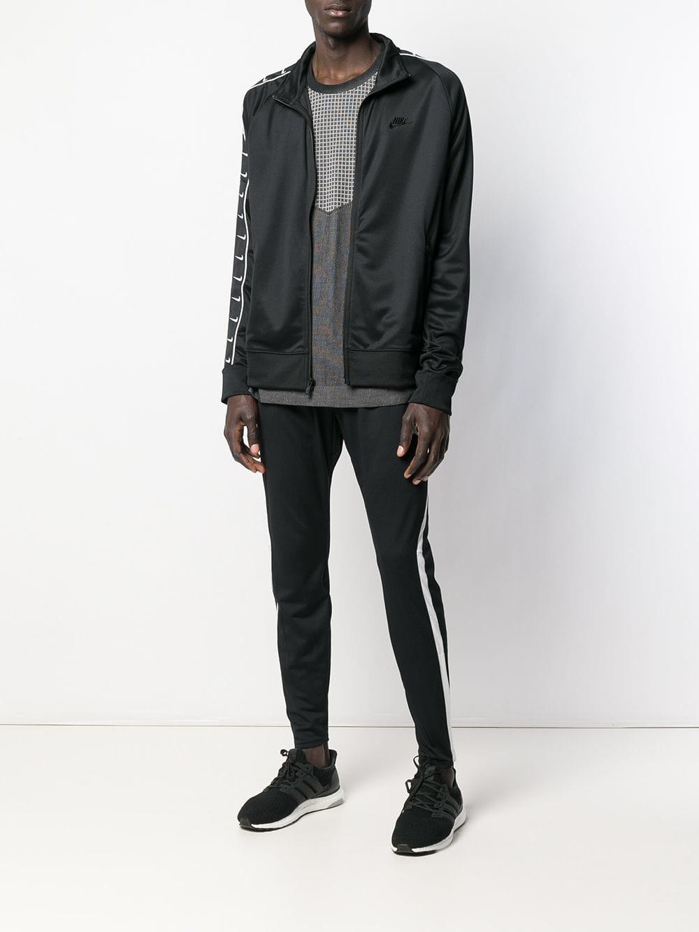 Nike Cotton Logo Stripe Sports Jacket in Black for Men - Lyst