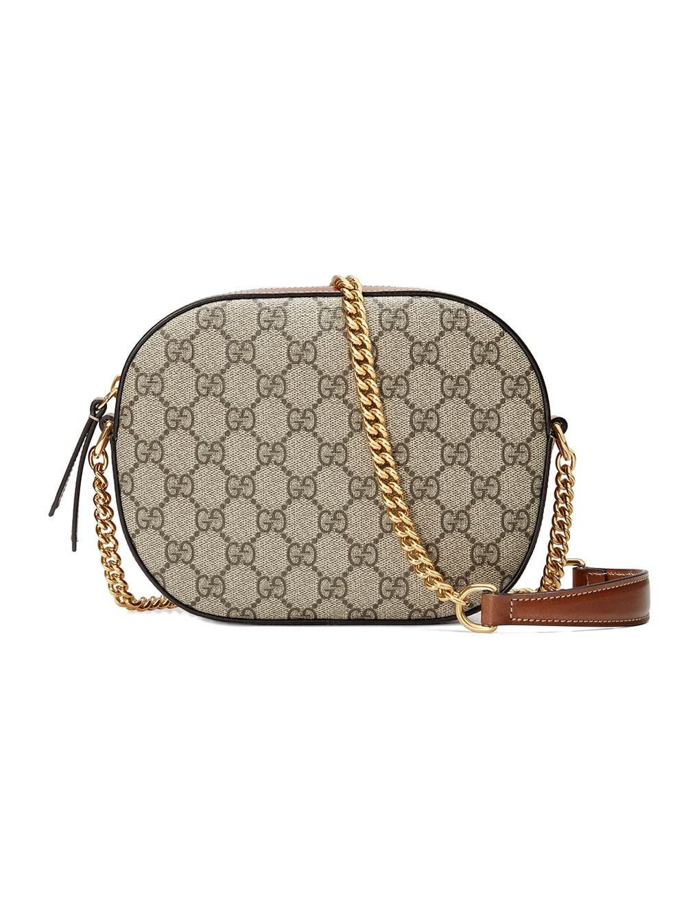 Gucci Canvas GG Supreme Mini Chain Bag in Brown | Lyst