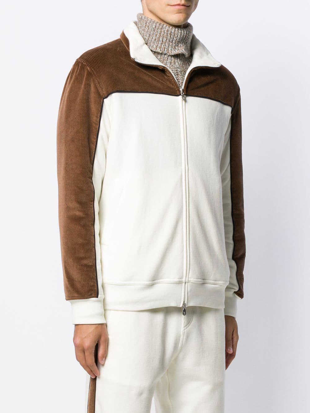 Download Brunello Cucinelli Corduroy Panel Track Jacket in White ...