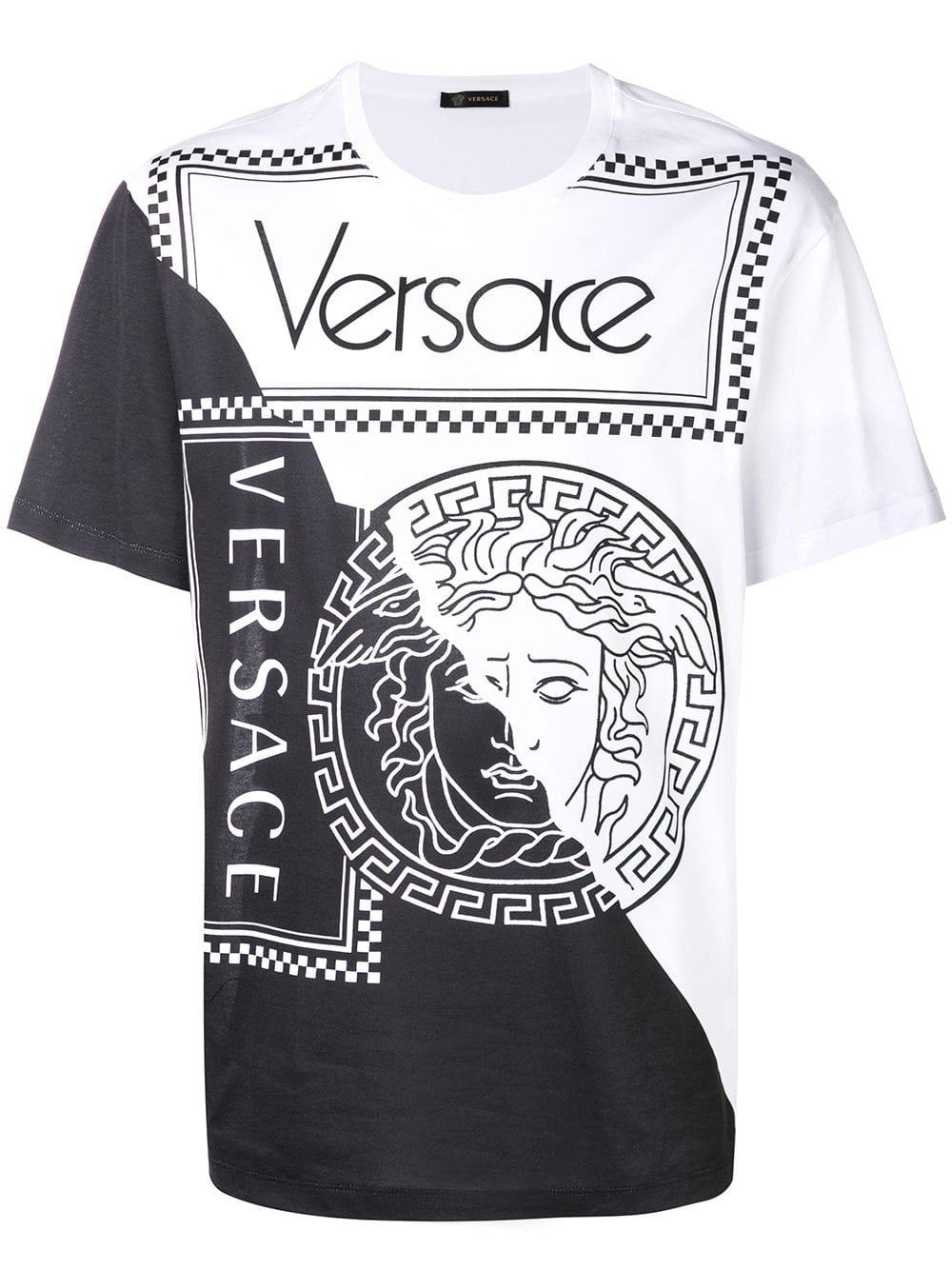 versace t shirt black and white