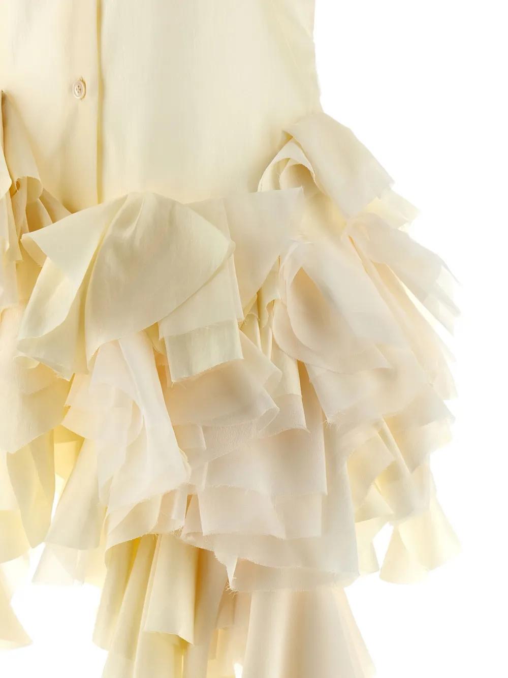 McQueen Oyster Ruffle-Detail Georgette Top in Natural Lyst UK