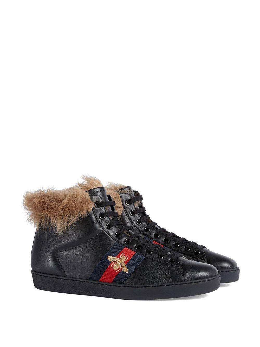 high top fur sneakers