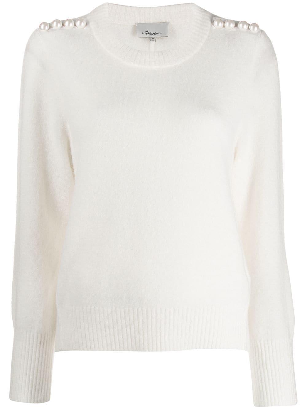 3.1 Phillip Lim Wool Pearl Embellished Sweater in White - Lyst