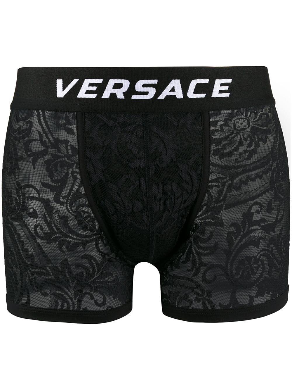 Versace Lace Detail Boxers in Black for Men | Lyst