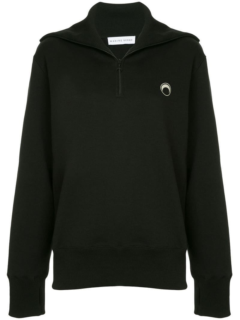 Marine Serre Half-zip Jumper in Black | Lyst