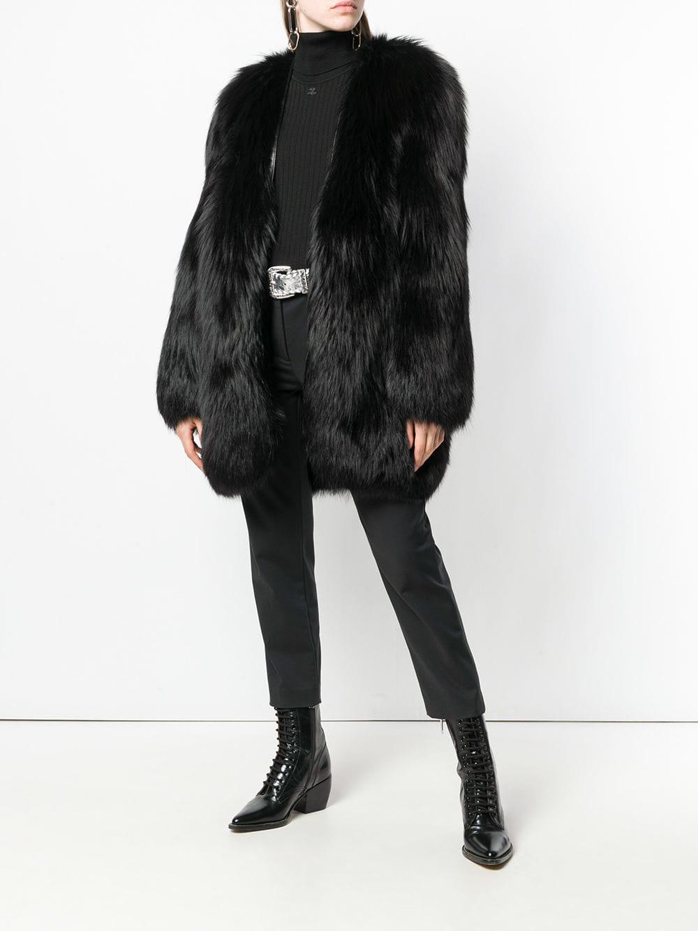 saint laurent fox fur coat
