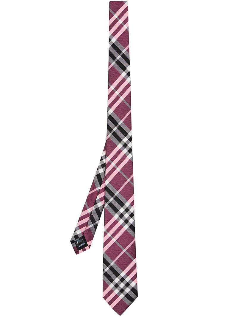 Cravate à imprimé tartan Soie Burberry pour homme en coloris Violet - Lyst