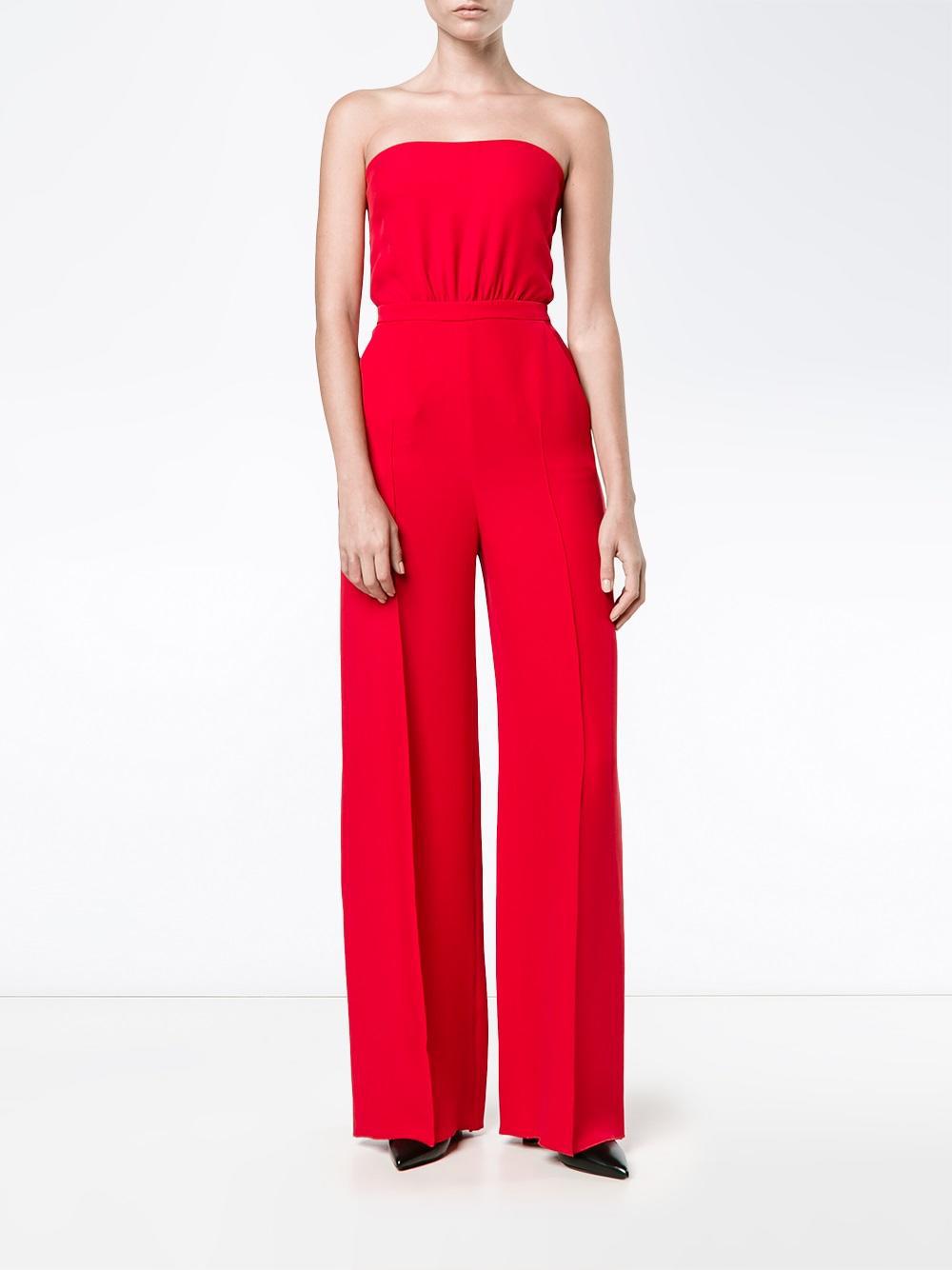 Valentino Silk Strapless Jumpsuit in Red - Lyst