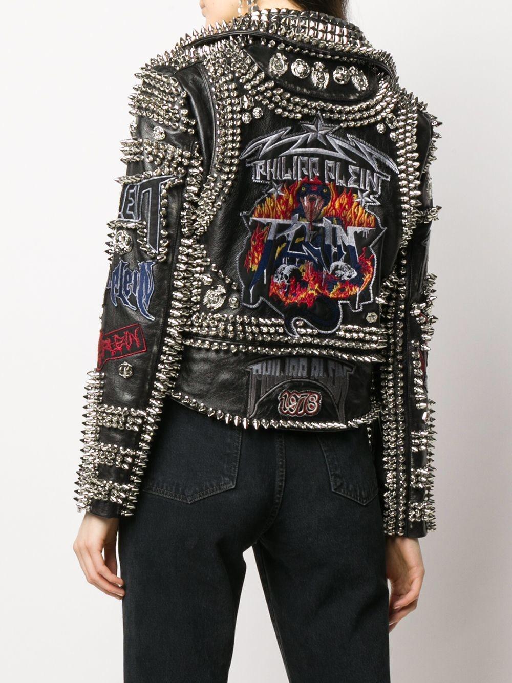 Philipp Plein Leather Spiked Biker 