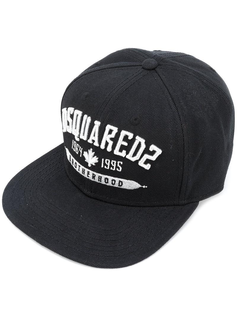DSquared² Synthetic Embroidered 'brotherhood' Cap in Black for Men - Lyst