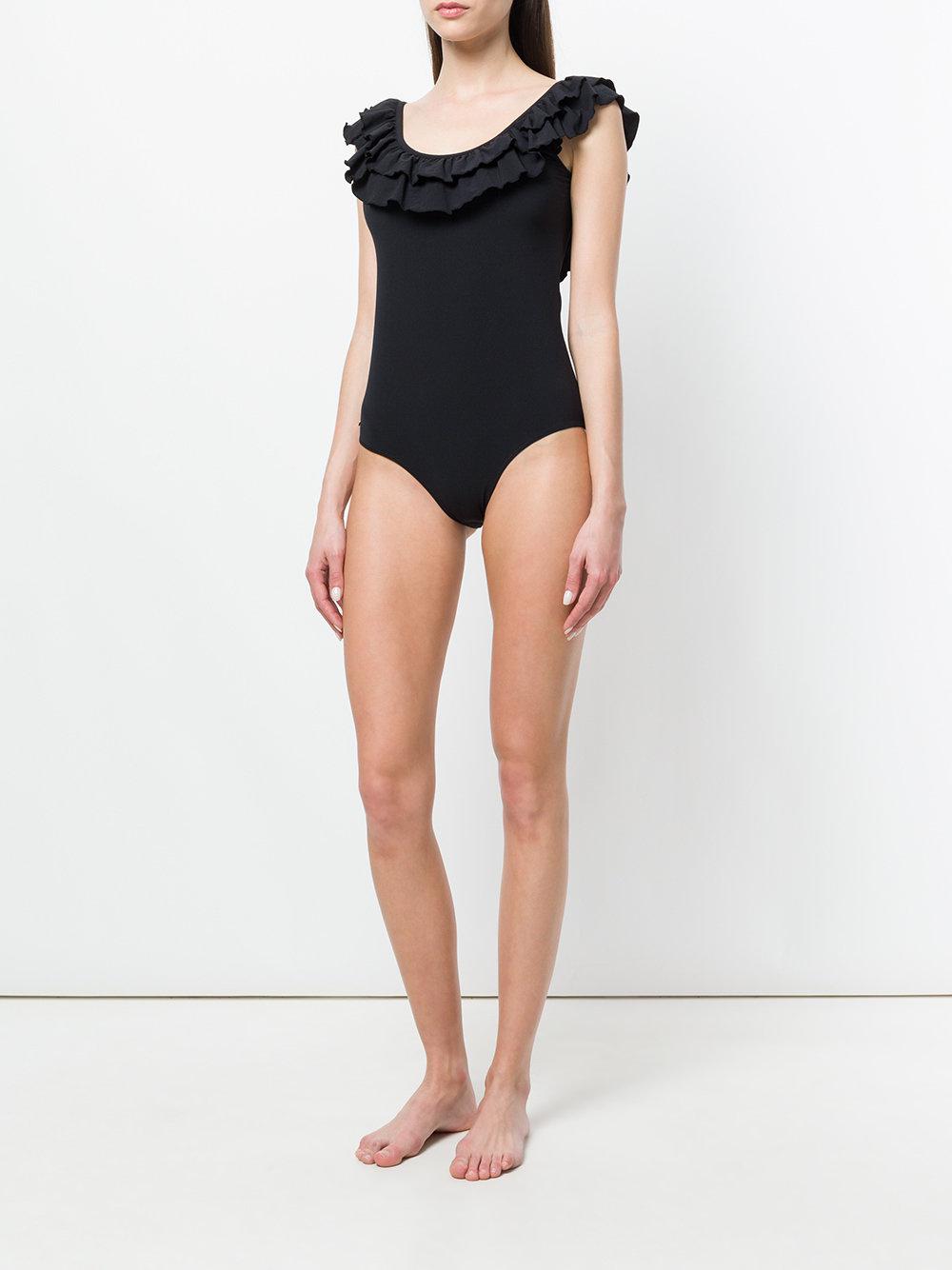 Love Stories Synthetic Ruby Ruffle Swimsuit in Black - Lyst