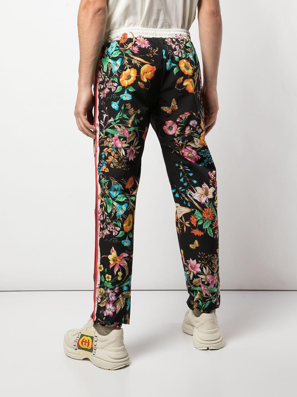 Gucci Floral Print Track Pants in Black for Men - Lyst