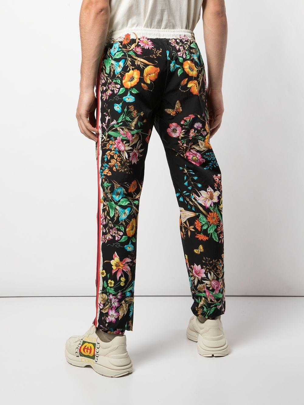 Gucci Floral Print Track Pants in Black for Men | Lyst