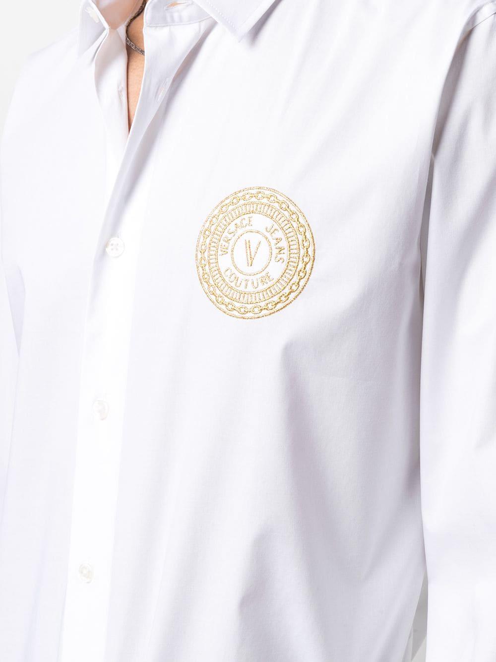 Versace Jeans Couture Hemd mit V-Emblem in Weiß für Herren - Lyst