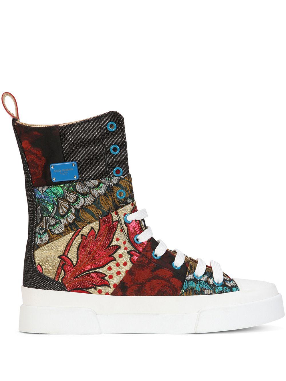 Dolce & Gabbana Patchwork-print Sneakers in Red | Lyst