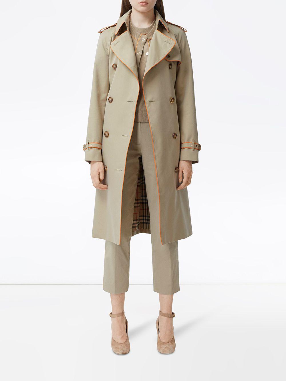 Burberry Piped Cotton Gabardine Trench Coat in Honey (Natural) | Lyst