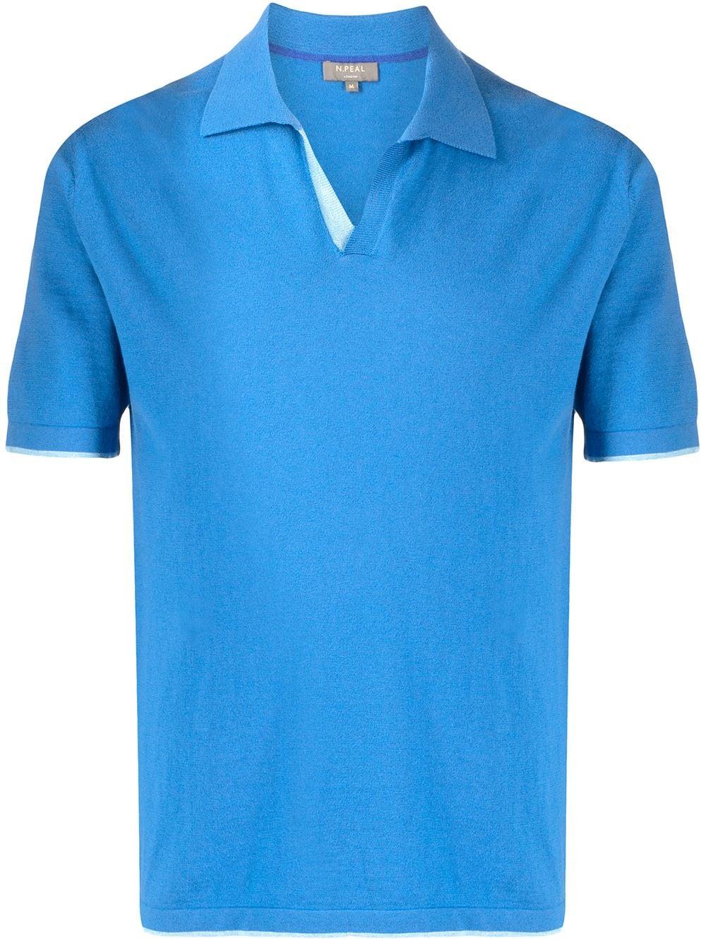 N.Peal Cashmere Cotton Fine Knit Polo Shirt in Blue for Men | Lyst