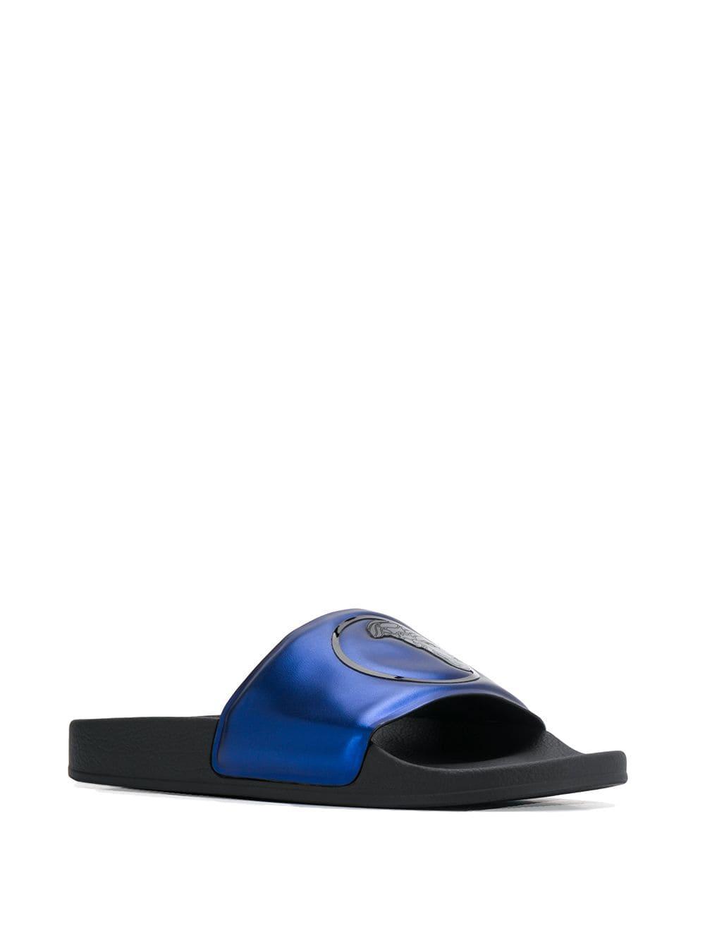 versace metallic medusa slides