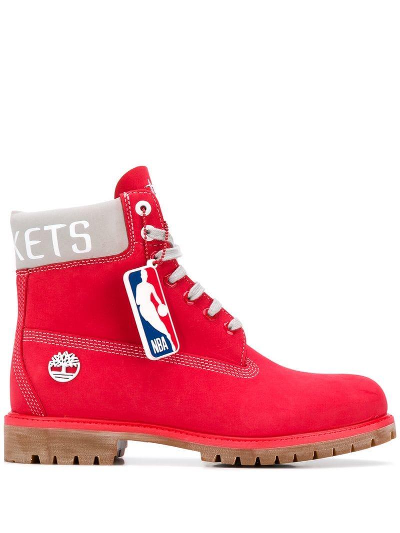 Botas NBA Timberland de Cuero de color Rojo para hombre | Lyst