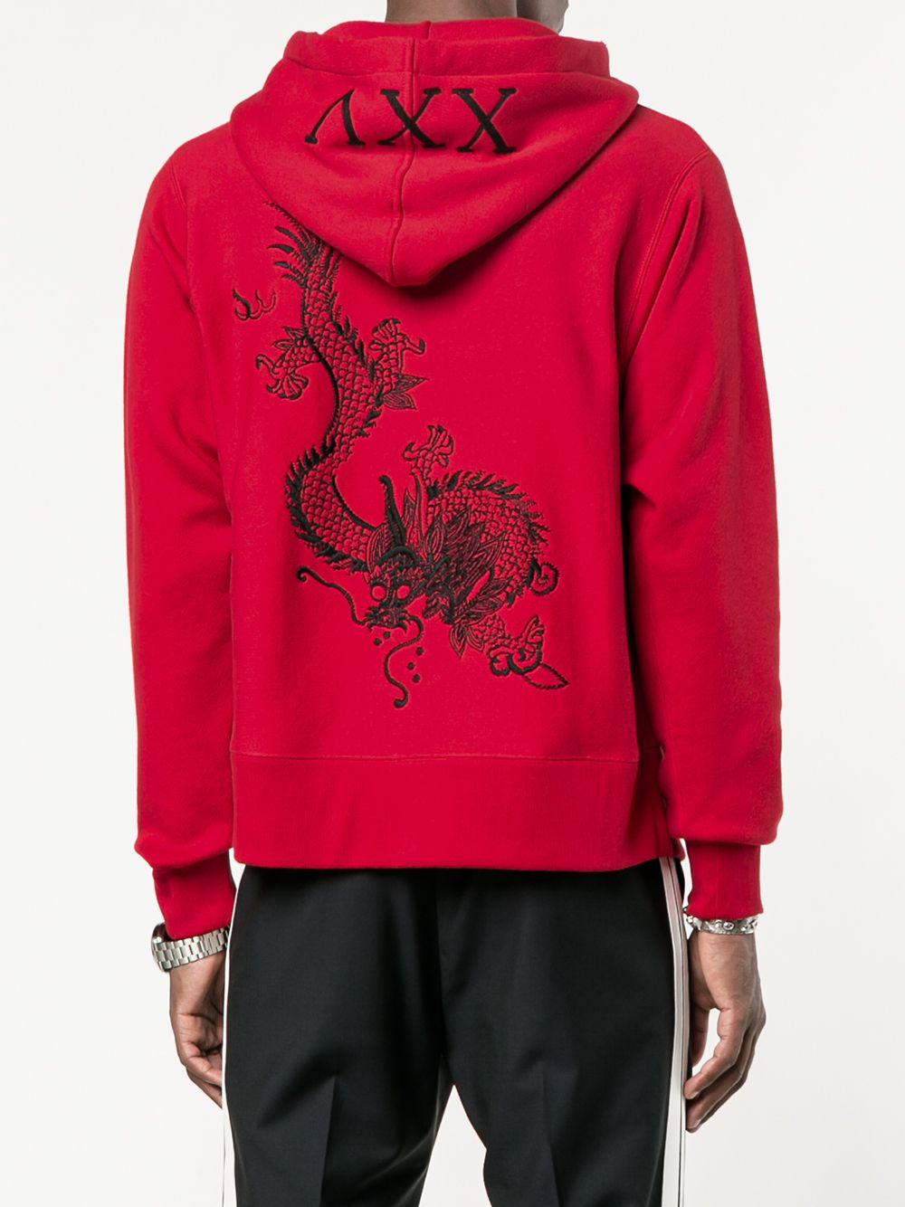 Sudadera con capucha y bordado de dragón Gucci de Algodón de color Rojo  para hombre | Lyst
