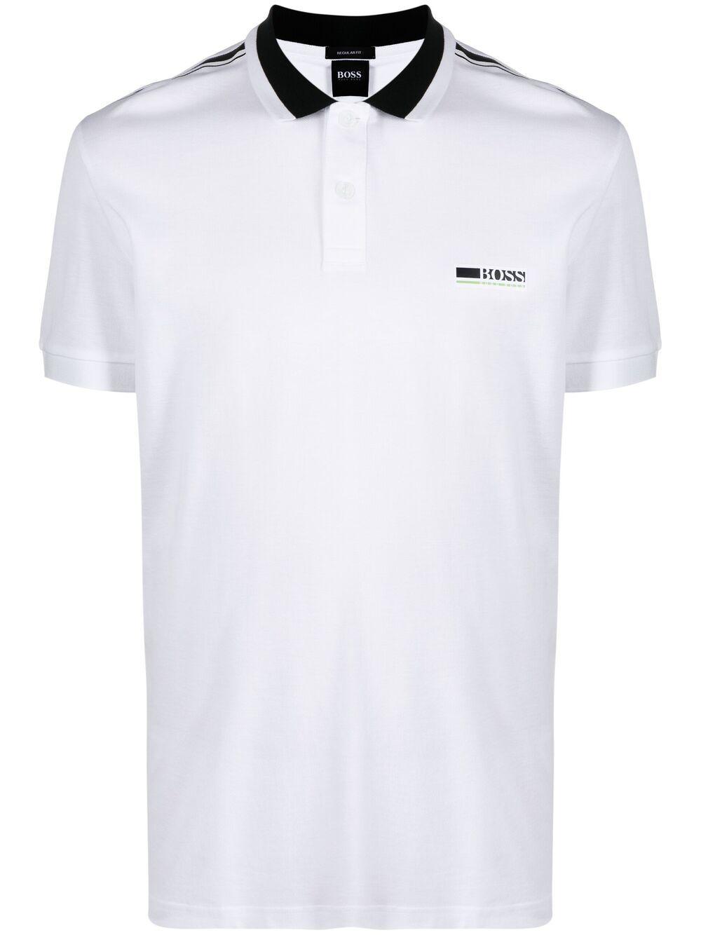 BOSS by HUGO BOSS Baumwolle Poloshirt mit Logo-Print in Weiß für Herren -  Lyst