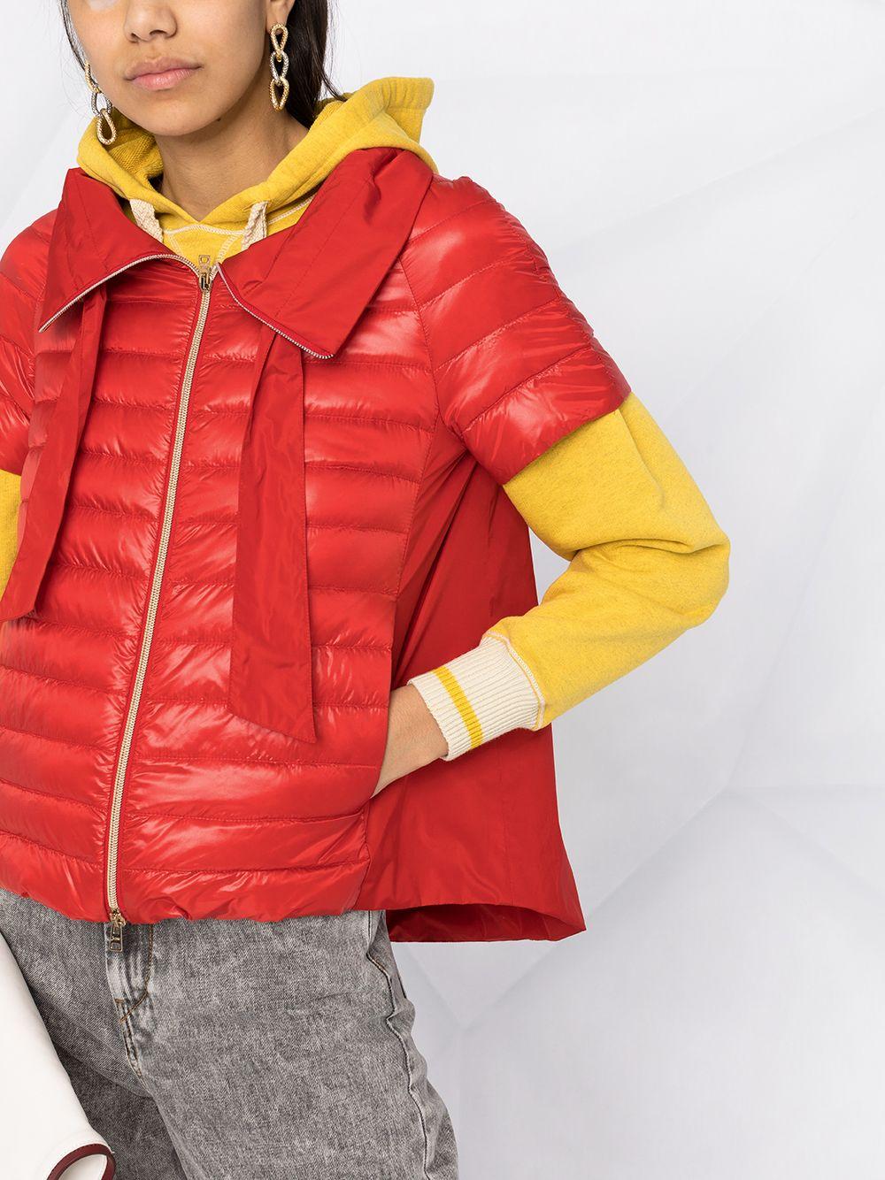 Herno Short-sleeved Funnel-neck Puffer Jacket in Red - Lyst