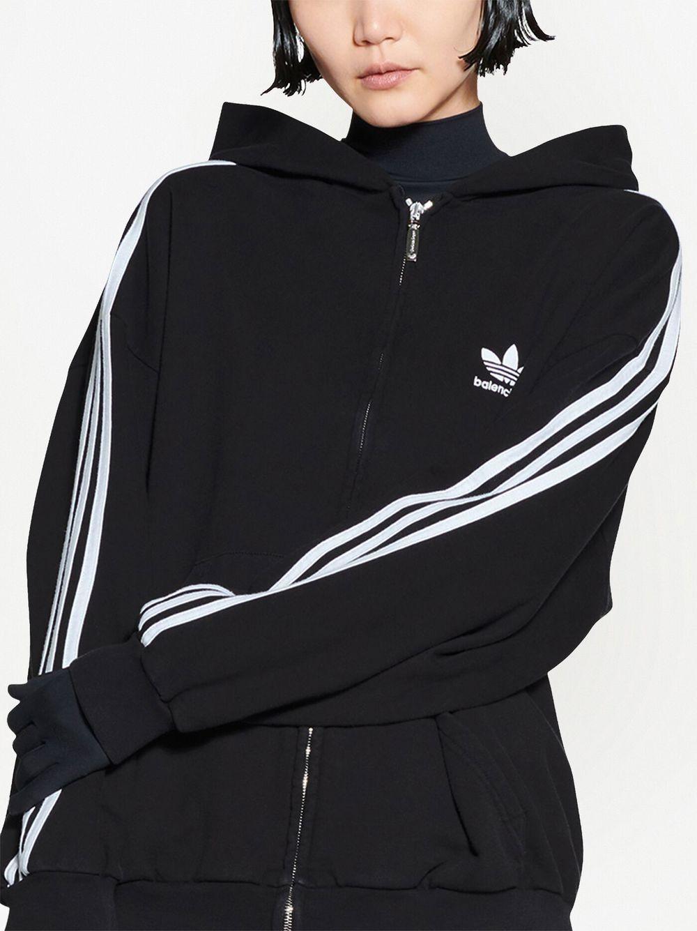 Balenciaga X Adidas 3-stripe Zip-up Hoodie in Black | Lyst