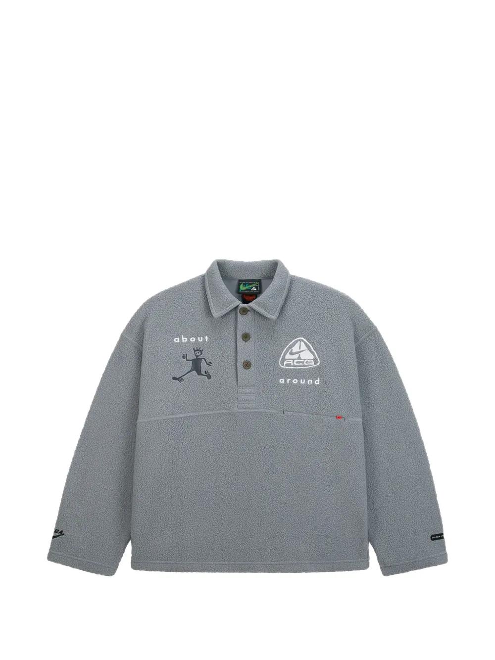 Nike Acg X Cactus Plant Flea Market Long-Sleeve Polo Shirt in Grey
