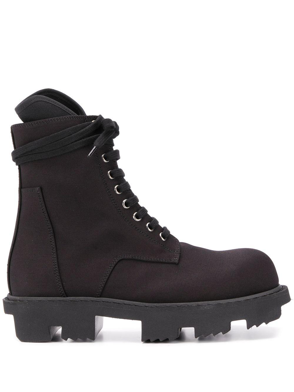 Rick Owens Bozo Megatooth Lace-up Canvas Boots in Black | Lyst