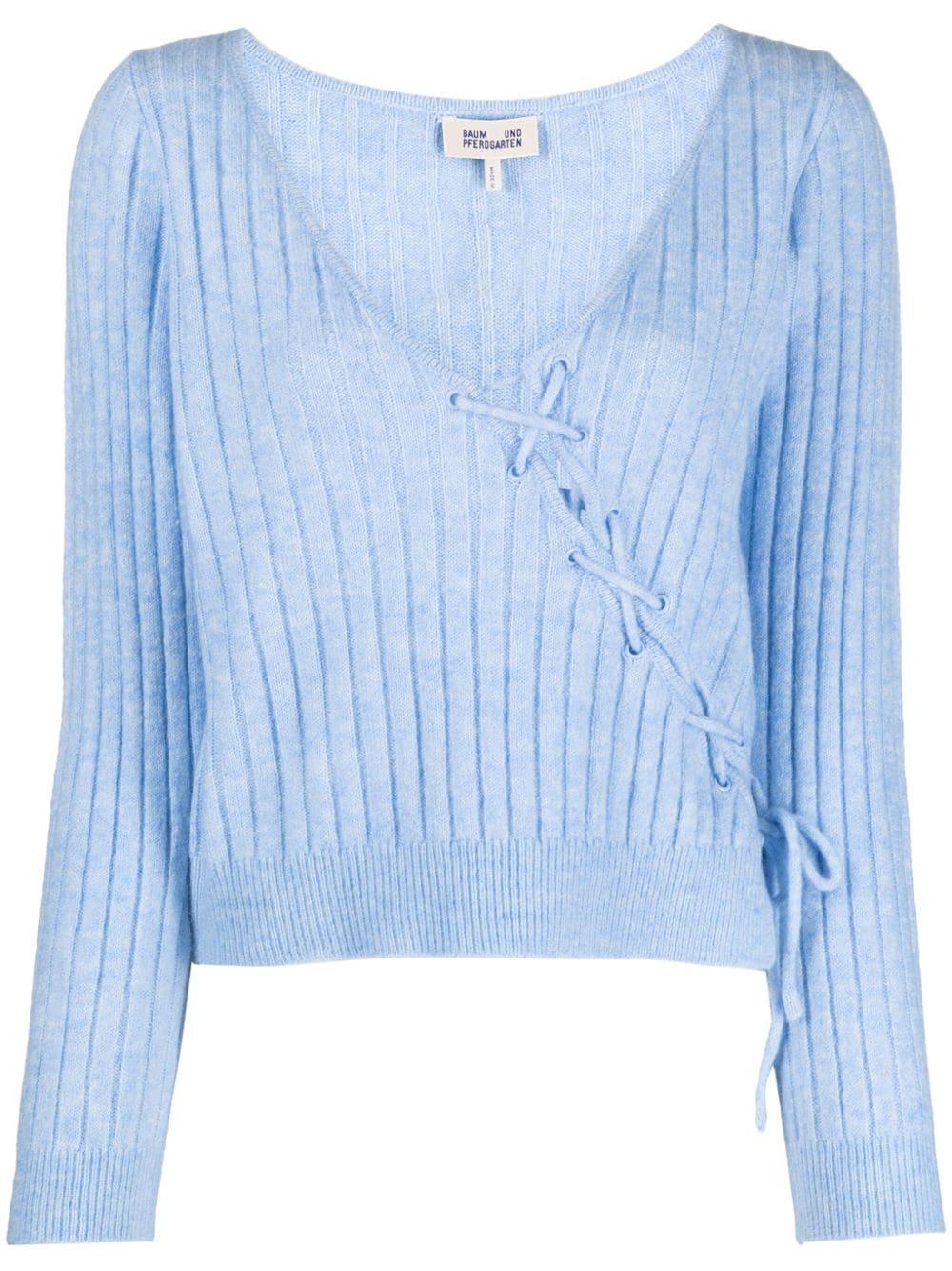 Baum und Pferdgarten Ribbed-knit Knot-detail Sweatshirt in Blue | Lyst