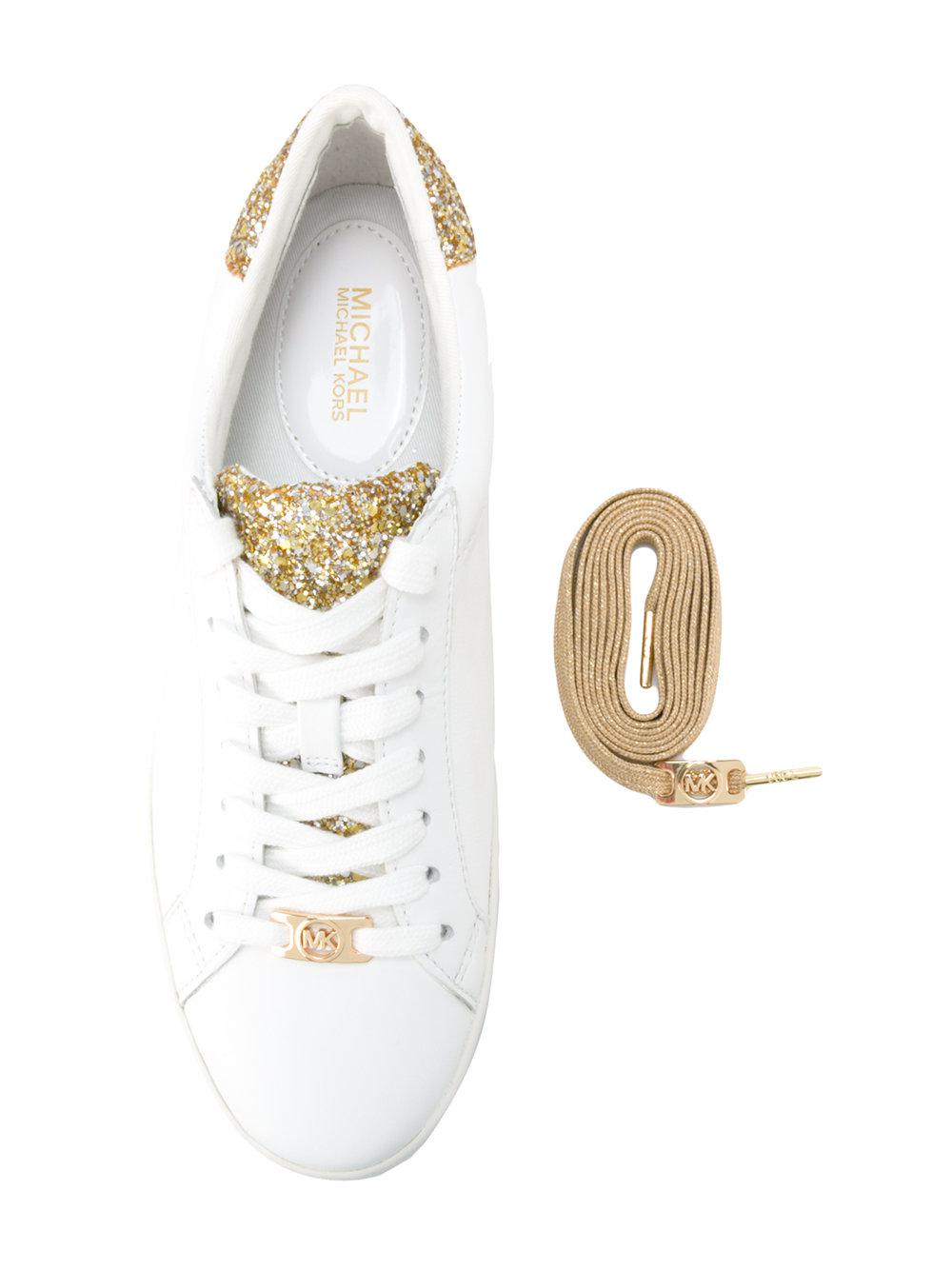 Michael Kors Glitter Detail Sneakers in White | Lyst